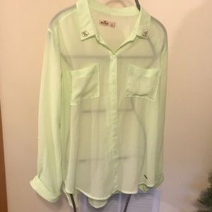 Hollister lime green blouse